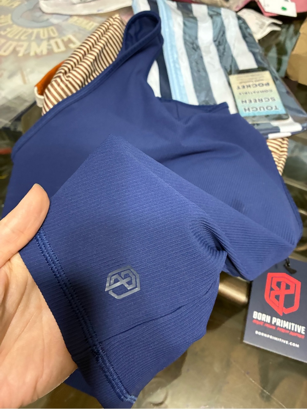 Born Primitive Navy Blue Ribbed Performance Racerback Tank - Picture 5 of 5